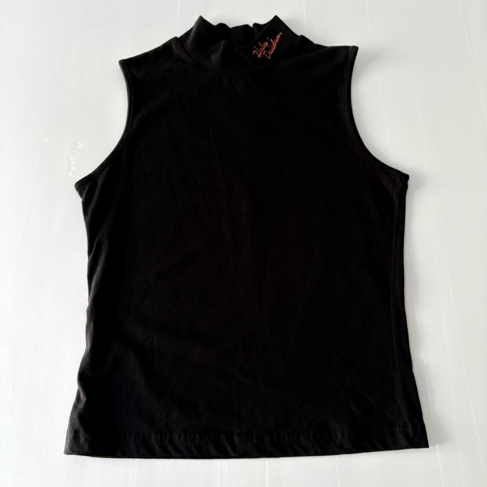 Harley Davidson Women's Sleeveless Turtleneck Black Top Size Medium